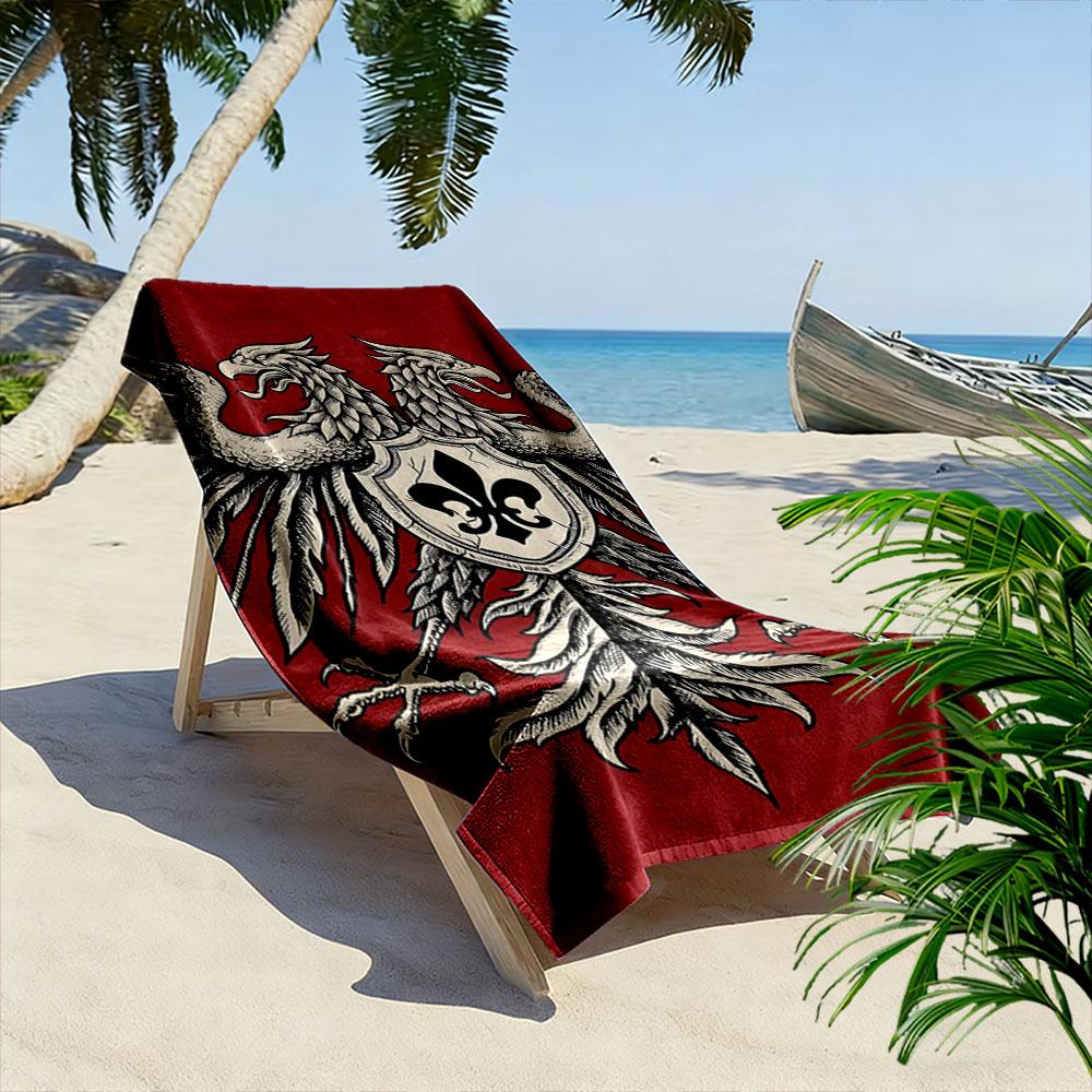 Majestic twin-headed eagle Print beach towel, quick drying, suitable for travel, outdoor sports, jogging, the beach and swimming, gift