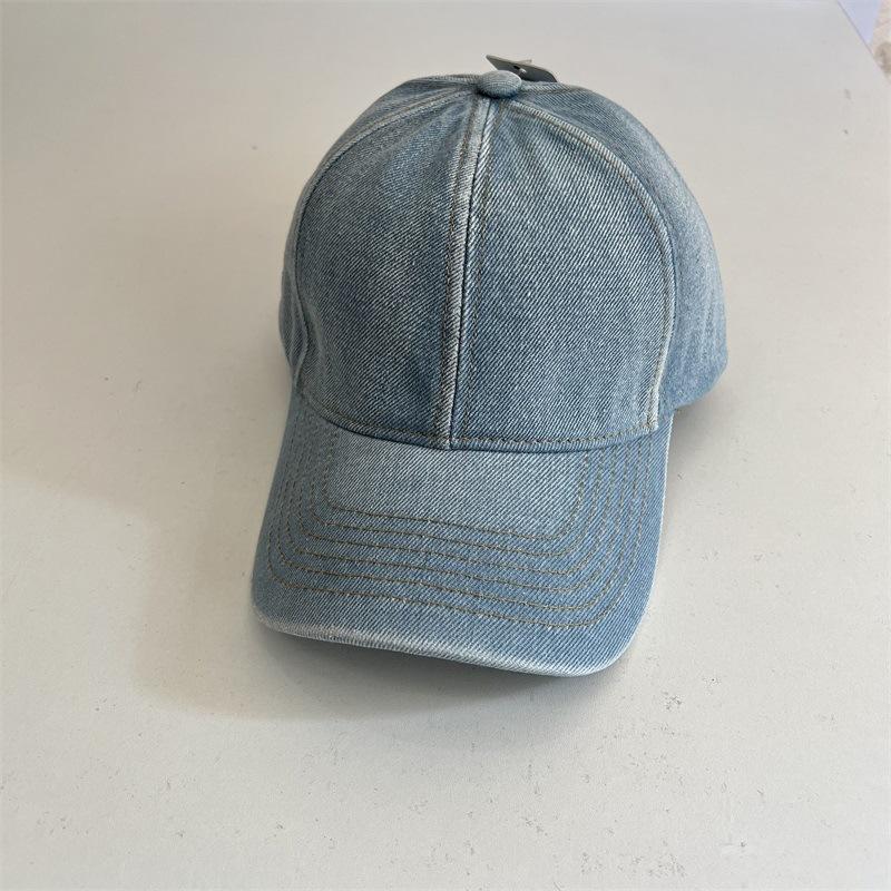 

Classic solid color denim baseball cap women s casual versatile sunshade early autumn hard top showing face small cap couple street M（56-58cm） світло-синій колір