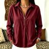 2026 Relaxed Fit Corduroy Long Sleeve Top Casual Vintage Style Loose V Neck