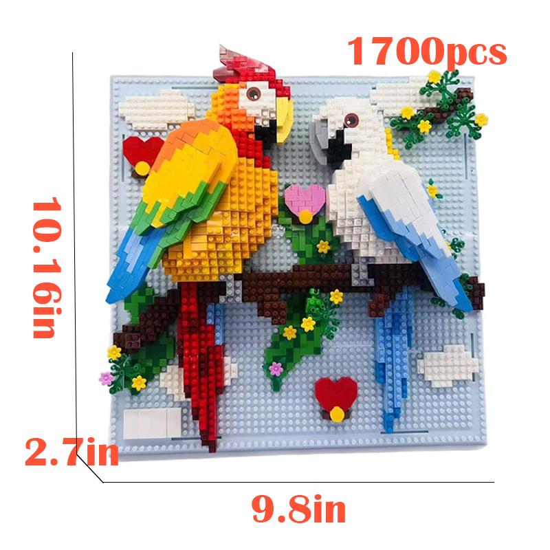 Creative Wall Art Frame Painting Featuring Sharks Eagles Parrots,DIY 3D Micro Animal Particle Building Block Toy,For Adults Gift