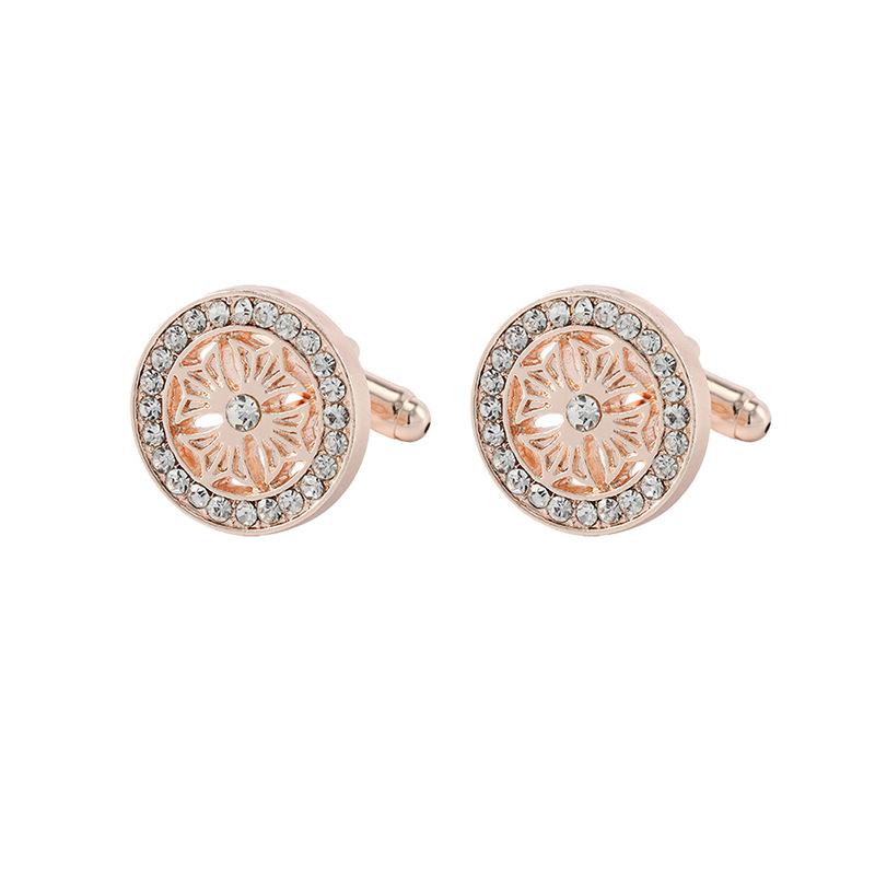 Diamond-Encrusted Metal Sleeves, High-Grade French Alloy Cufflinks, Simple Round Men'S Shirt Buckles