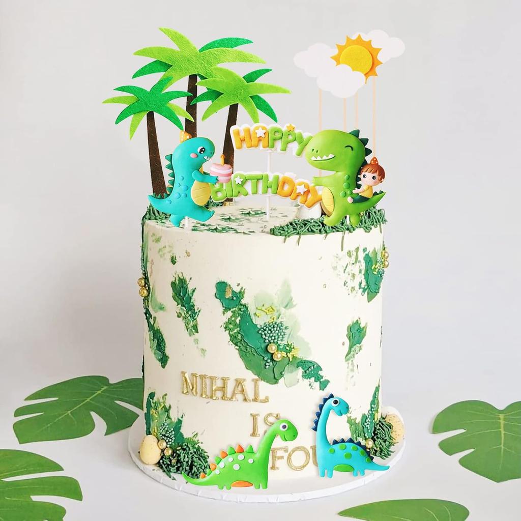 Dinosaur Cake Toppers Cute Happy Birthday Decorations for Boy Girl Baby Shower Dinosaur Scene Theme Cartoon Party Decoration