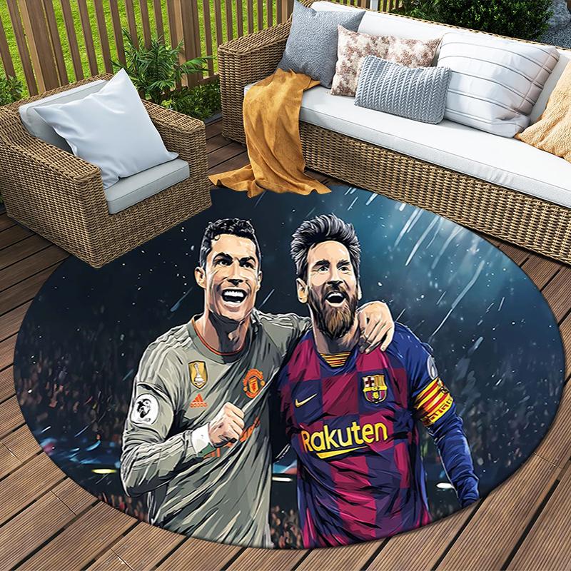 1Pc Barcelona Celebration Moment Flannel Round Rug Soft Non Slip Circular Office Carpet Floor Mat Bedroom Living Room Xmas Gift S1903