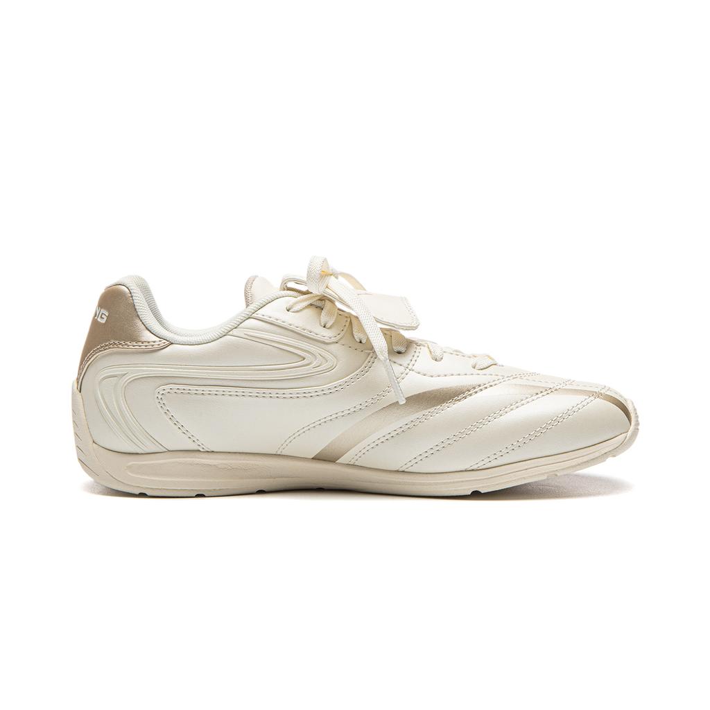 Li Ning Film Pulse Slip Resistant, Abrasion Resistant, Lightweight Low Top Casual Shoes Women's Ecru Apricot Gold AGLV136-19