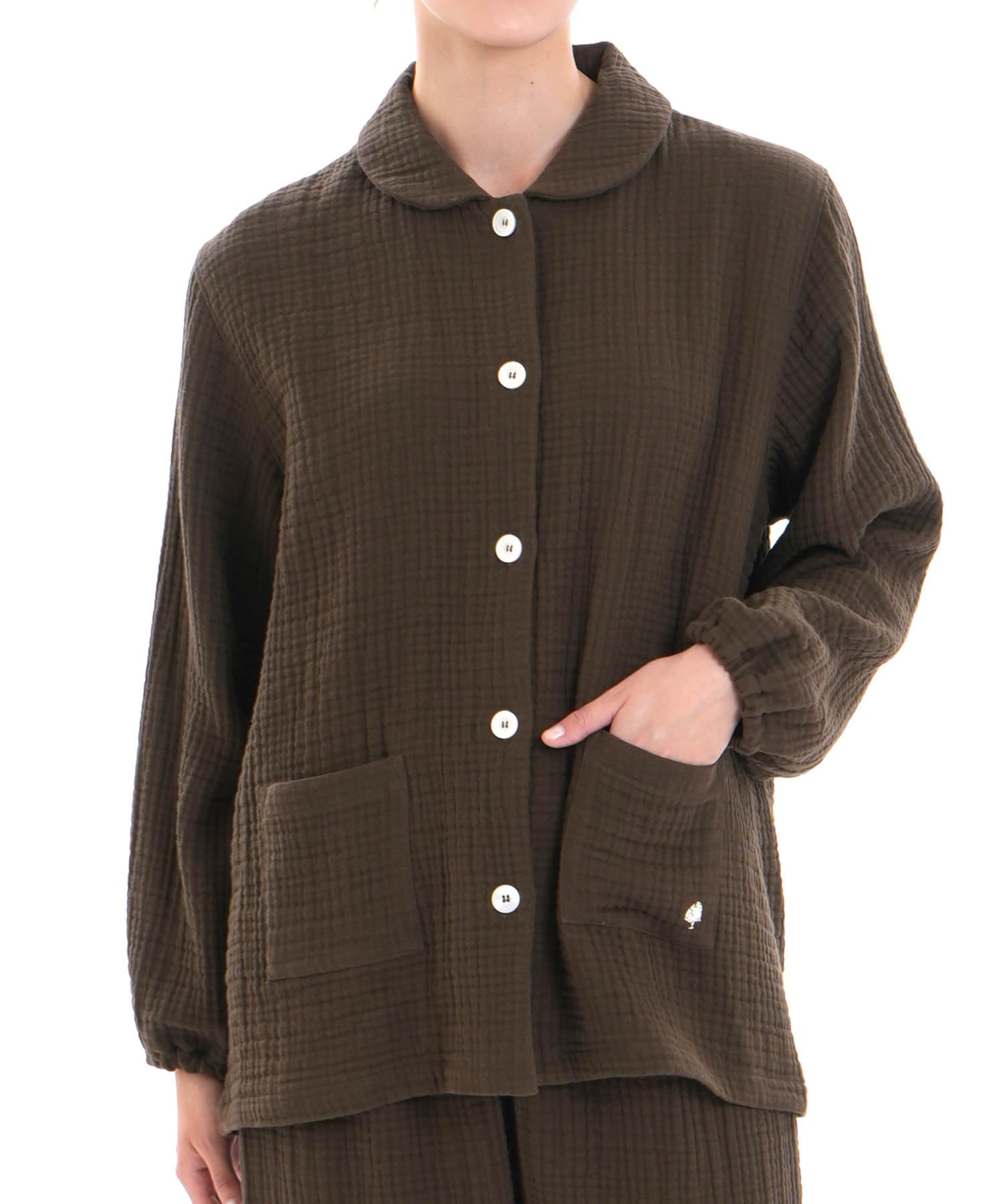 

Cream puff gauze solid color shirt pajamas (R) 4+