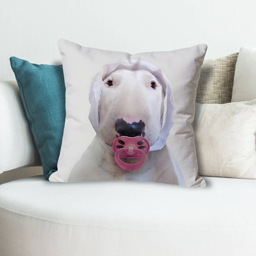 BBull TTerrier Dog Funny Pillow Cases for Bedroom Living Room Sofa Home Decor Polyester Cushion Cover with Zipper