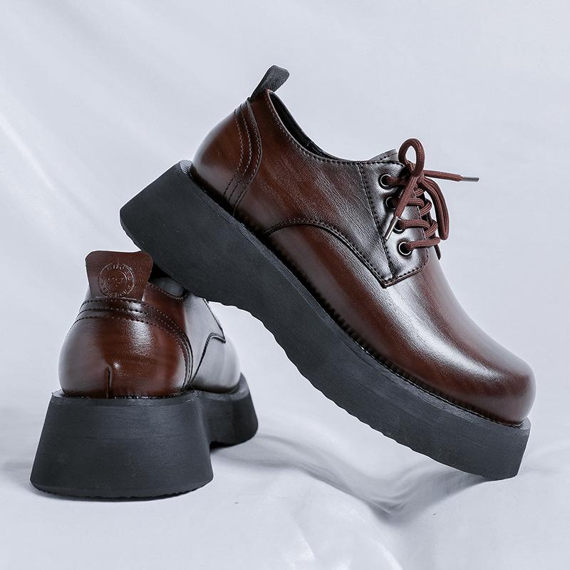 Italienische Herren Freizeitschuhe Bequeme Formelle Schuhe Schnürschuhe Plateau Lederschuhe Neuer Britischer Stil Outdoor Arbeit Oxfords Schuh