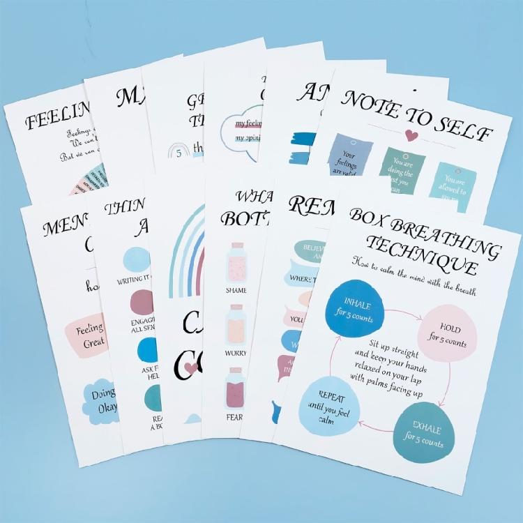 12 Sheets Classroom Calming Corner Posters Mental Health Counseling Posters 10x14Inch For Office School Classroom