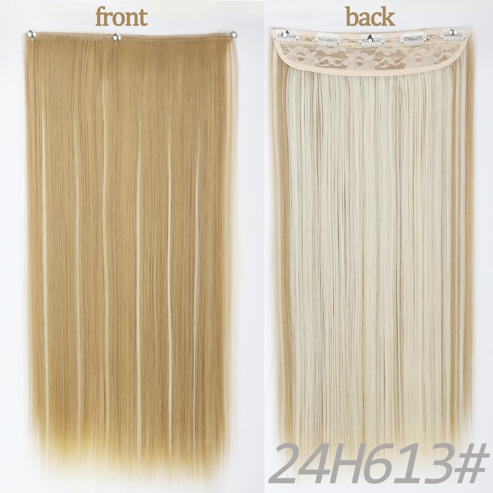 MERISIHAIR Women Fashion Long Straight Synthetic Fiber Hair Extensions 5 Clips Invisible Hairpiece for Daily Wear