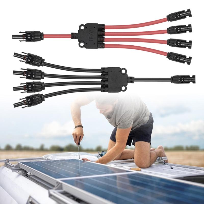 Solar Male Female Connector 30A 1000V Y Splitter Cable Y Branch Connector 1 To 4 Adapters for Solar Panel Part