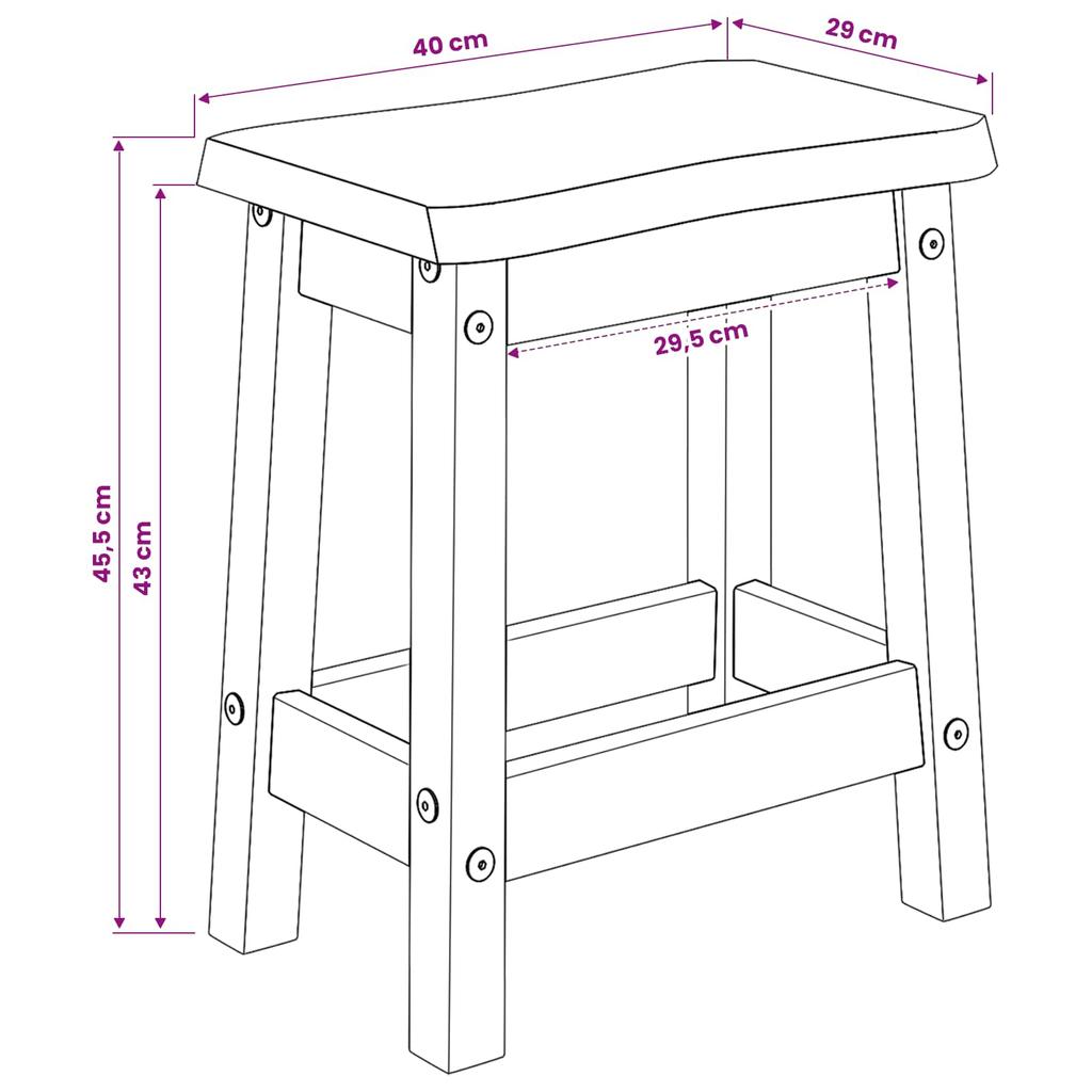 VidaXL Bar Stool EKAI 2 pcs Black 40 x 29 x 45.5 cm
