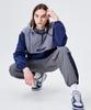 Mozmoz Color-Block Functional Half-Zip Hoodie Navy