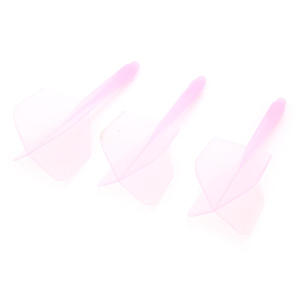 3 Pcs 2BA Integrated Transparent Dart Shaft and Flights Standard Shape Anti BreakPink