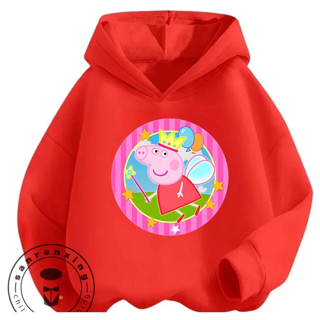 New Design Kids Hoodie Cute Cartoon Print Autumn Winter Casual Hooded Street Wear Peppa Pig Boys Girls