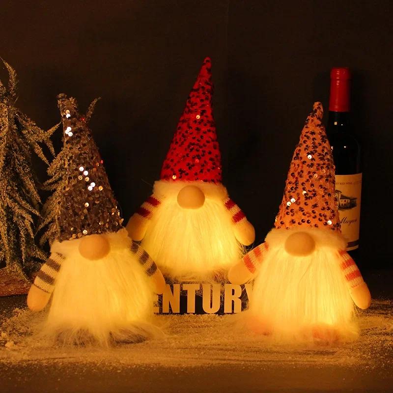 Glowing Knitted Gnome Doll Christmas Decor Doll with LED Night Light for Home Xmas Decorations Navidad New Year 2025 Gift