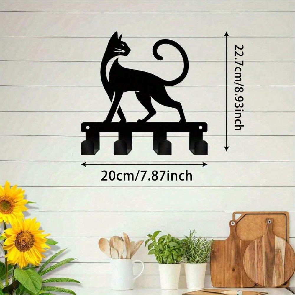 Bohemian Style Metal Cat Key Hook Wall Mount Key Holder Organizer For Home Office Decor