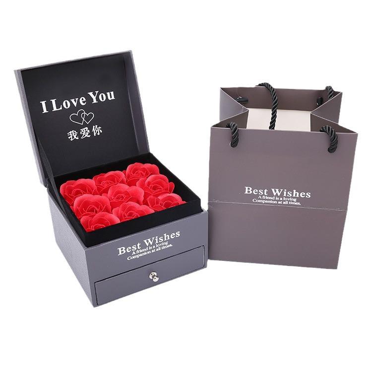 Yanxin 9 Roses Jewelry Gift Box – High-End Ring & Necklace Packaging