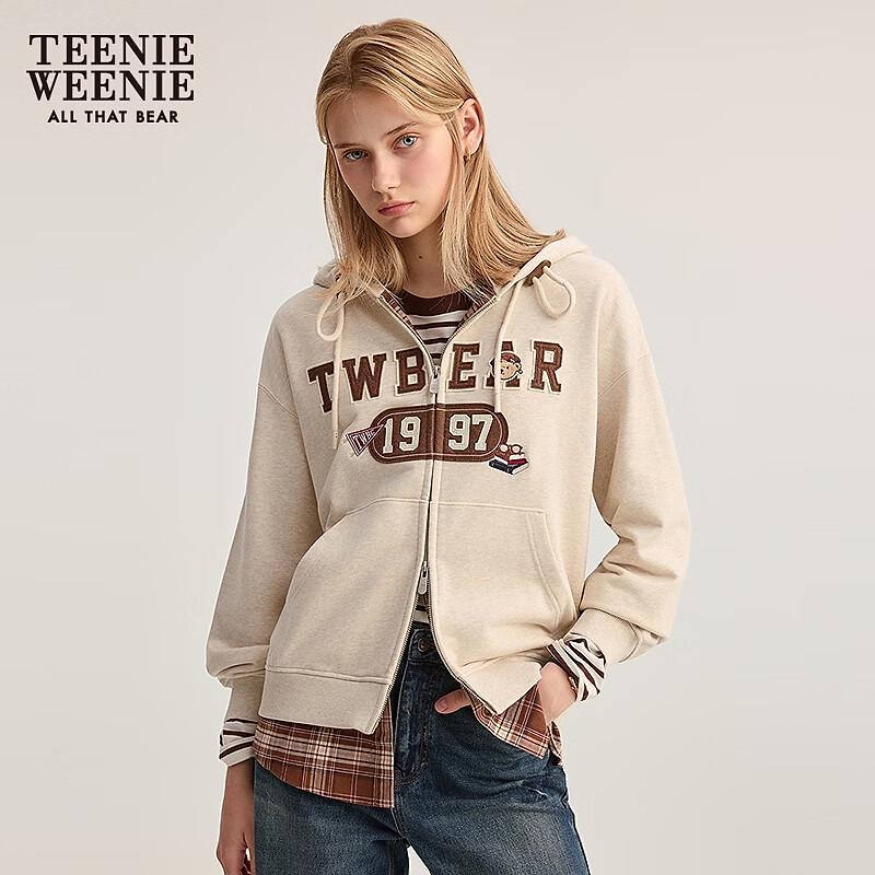 Teenie Weenie Women's Patchwork Plaid Fake Two-Piece Hoodie