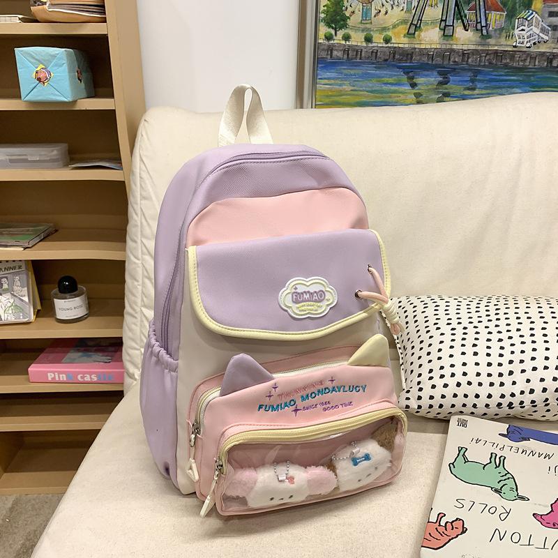 Schoolbag High Value Ins Wind School Bag Junior High School Girls Backpack High School Students Large Capacity Cute Pain Bag Dopamine Backpack