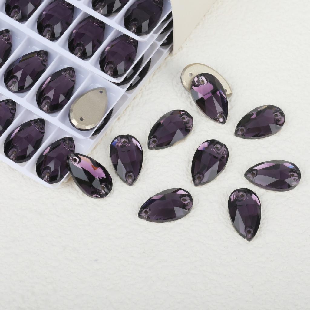 K9 Weichen Glass Boutique Hand-Sewn Drill Flat Bottom Double Hole Water Drop Flat Buckle Ab Special-Shaped Colored Diamond Diy/Double Hole Gem Drill