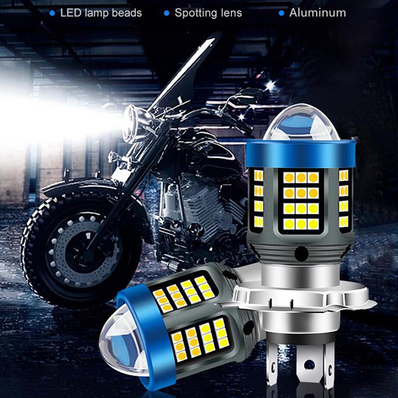 1 STK Motorrad Roller Fahrlicht H4 LED Motorradscheinwerfer CSP Zweifarbig Weiß Gelb Fernlicht Abblendlicht Linse Nebelscheinwerfer