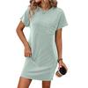 Women's Summer Casual Color Contrasting Twisted Strip Short Sleeve Pocket Dress