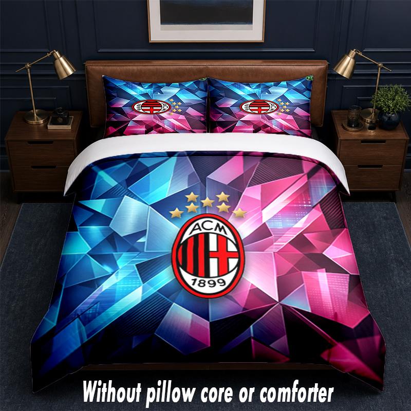 AC Milan Design Postel Sada povlečení 1 povlak na přikrývku + 2 povlaky na polštář Měkké prodyšné domácí lůžkoviny