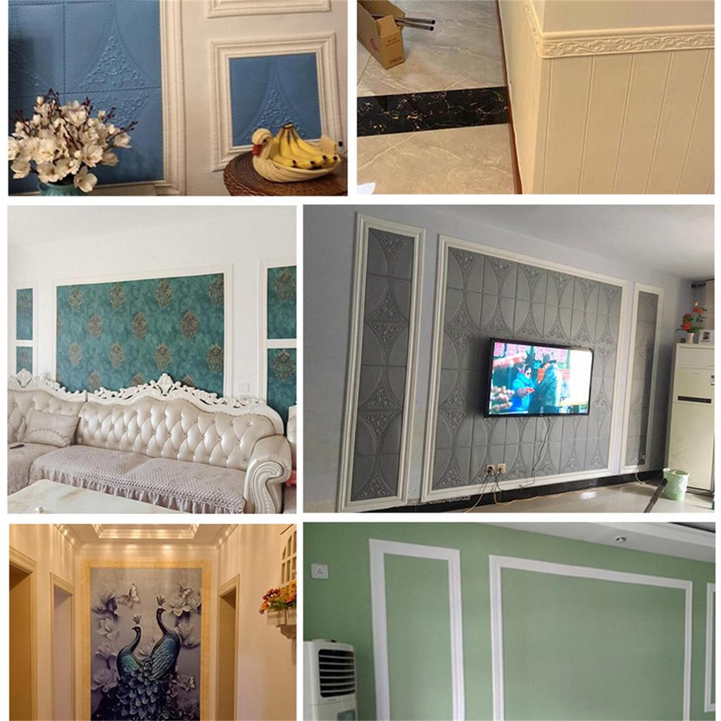 1PCS 90x 3 In Self Adhesive Flexible Foam Molding Trim, 3D Sticky Decorative Wall Trim Lines Skirting Baseboard Wallpaper Border Wall Sticker