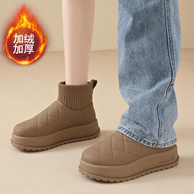 CRLAYDK Classic Women's Winter Snow Boots Faux Fur Lined Warm Ankle Outdoor Shoes Platform Slip On Short Walking Sock Booties