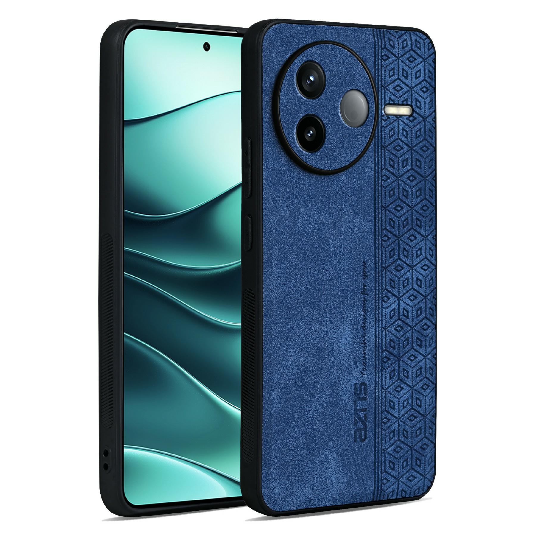 

AZNS For Xiaomi Poco F7 Pro 5G/Redmi K80 5G Case Protective PU Leather Covered TPU Phone Shell Blue