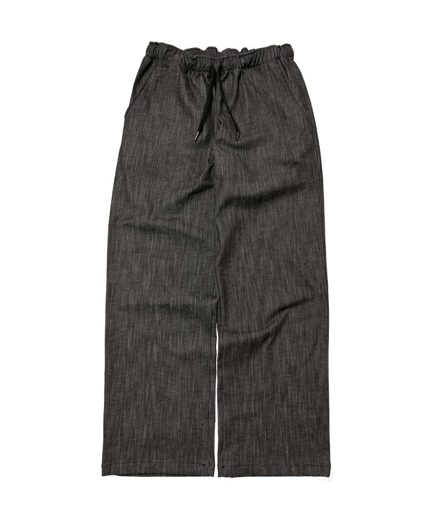 LADINSIDE Relaxed Elastic Climbing Wide Denim Pants Black
