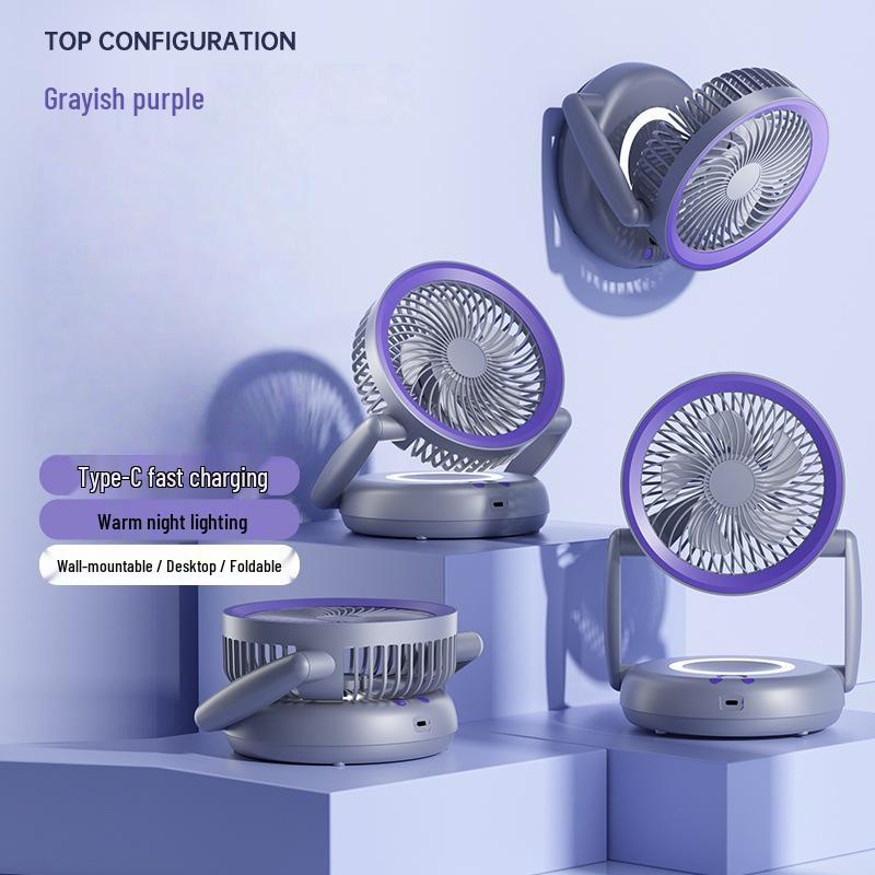 

Compact Folding Desktop Fan & Desk Lamp with Wall-Mount, Rechargeable Battery, Digital Display, Ideal for Office or Dorm 205*105*280mm