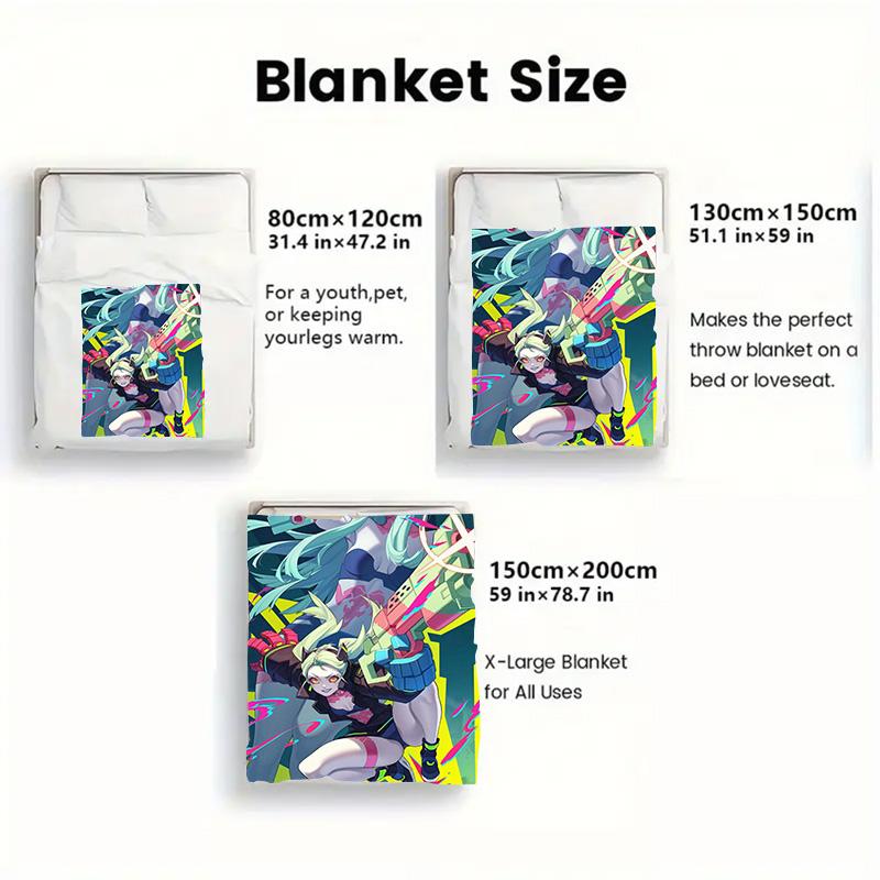 Cyberpunk 2D Flat Pattern Flannel Blanket High Quality All Seasons Warmth and Comfort Perfect for Christmas Gifts.MMT0918468