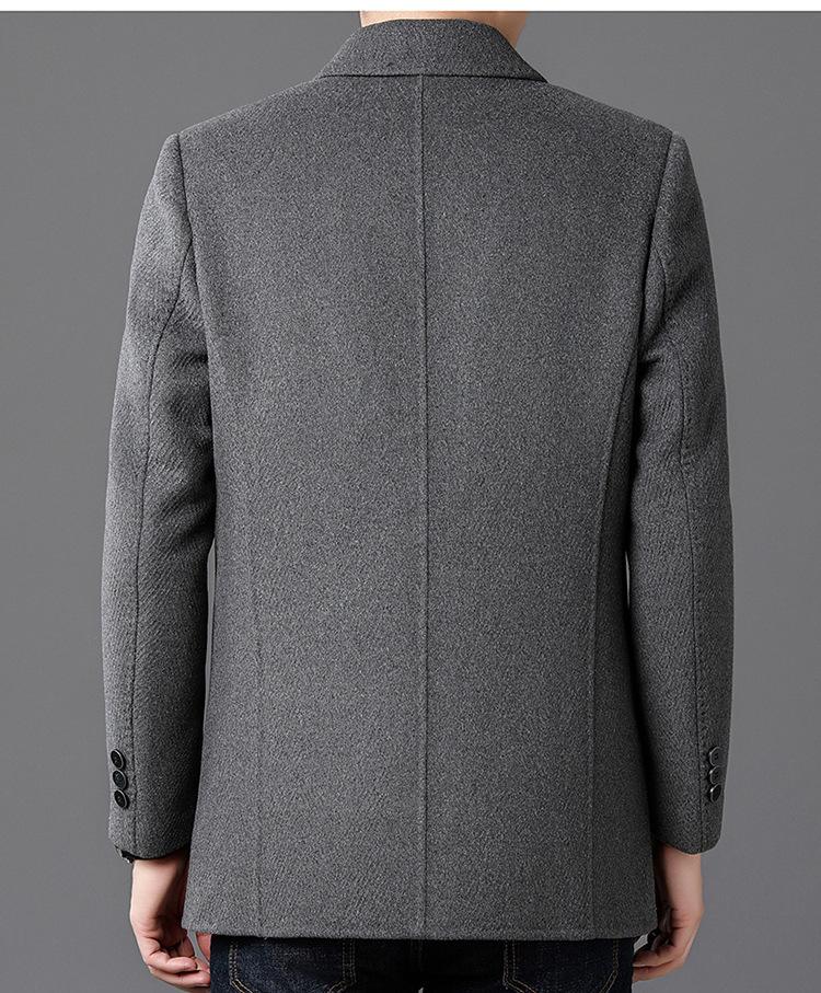 Men's High-Quality Double-Sided Cashmere Trench Coat with Goose Down Liner - Casual Woolen Coat for Middle-Aged Dads