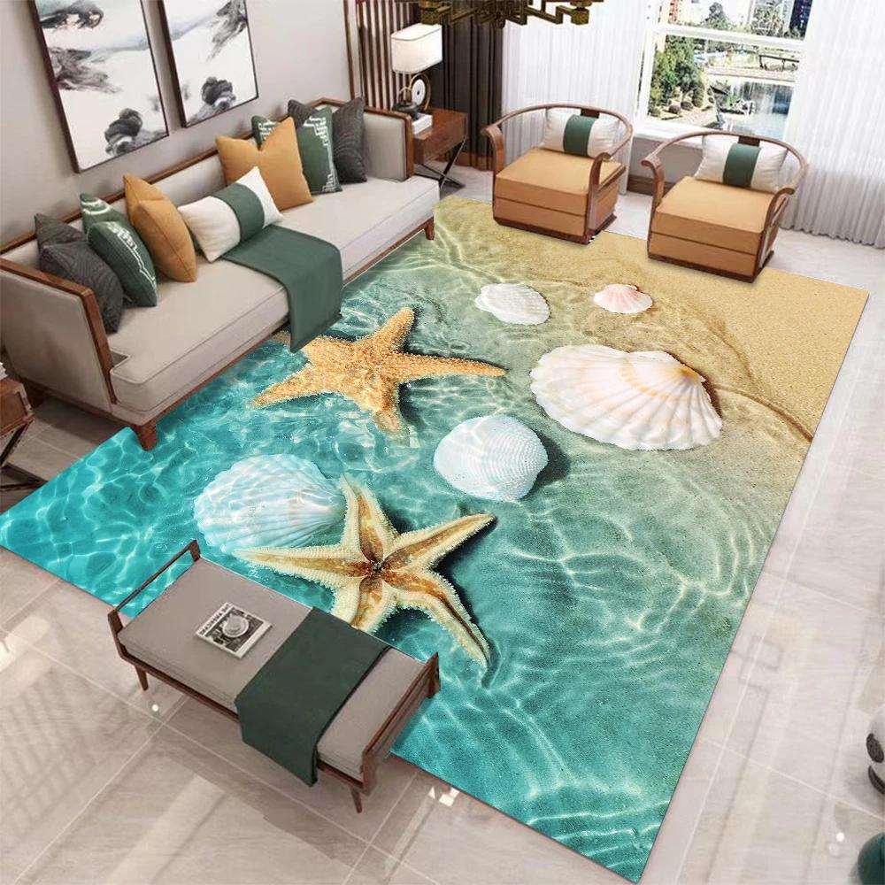 Sea Wave Printed Carpet for Home Living Room Decor Floor Mat Non-slip Bedroom Bedside Coffee Table Area Rugs Bathroom Doormat