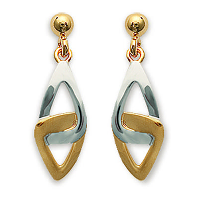 [G0636] - Gold Plated Earrings 'Choreography' Gold Silver - 22x6 Mm