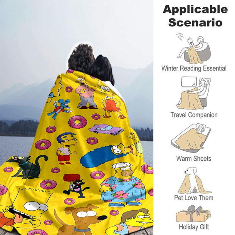 1Pc Simpsons Family Adventure Blanket Soft And Comfortable Casual Warm Camping Travel Christmas Halloween Gift M921880