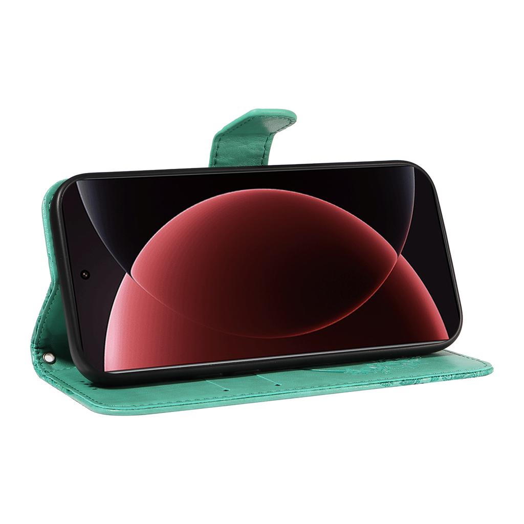 For Xiaomi 15 Ultra Case Butterfly Pattern PU Leather Folio Flip Phone Cover -  Green