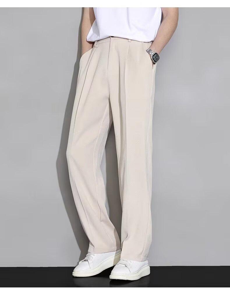 Pantalon d'été léger pour homme, élégant, coupe droite - Pantalon de costume ample, confortable, respirant, à drapé