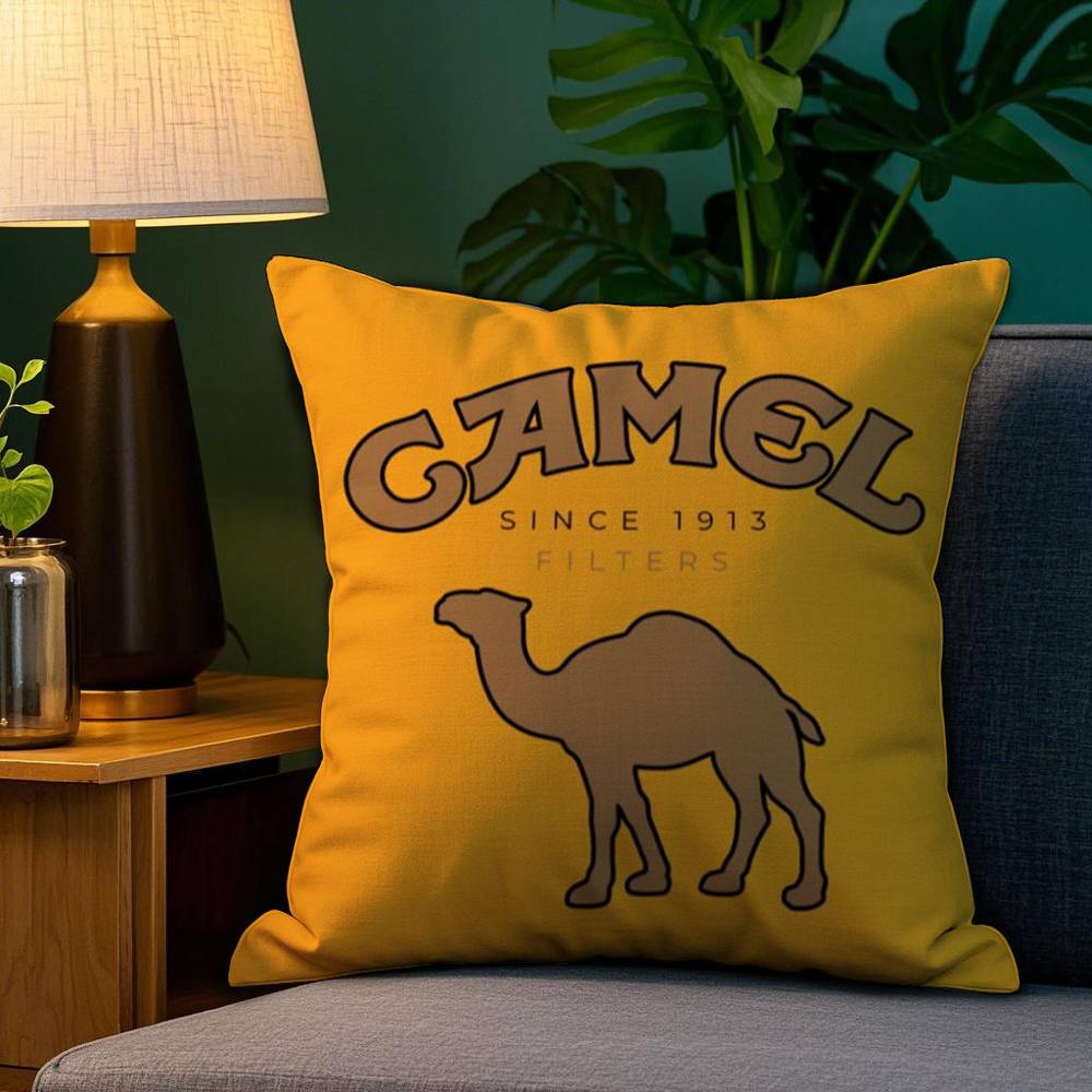 Luxury C-Camel Pillow Case Plush Fabric Soft Double Sided Print Sofa Cushion Cover Throw Pillow Covers
