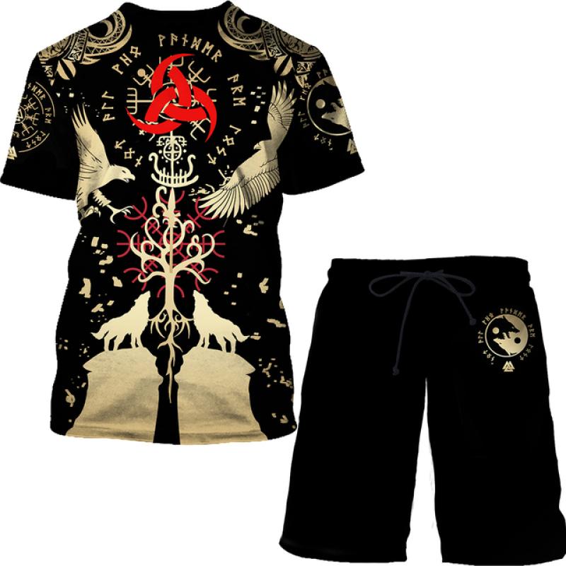 

Модная винтажная футболка с принтом для мужчин, повседневные топы с круглым вырезом, трендовые шорты, комплект из 2 предметов, летние спортивные костюмы на открытом воздухе, шорты, комплекты футболок S