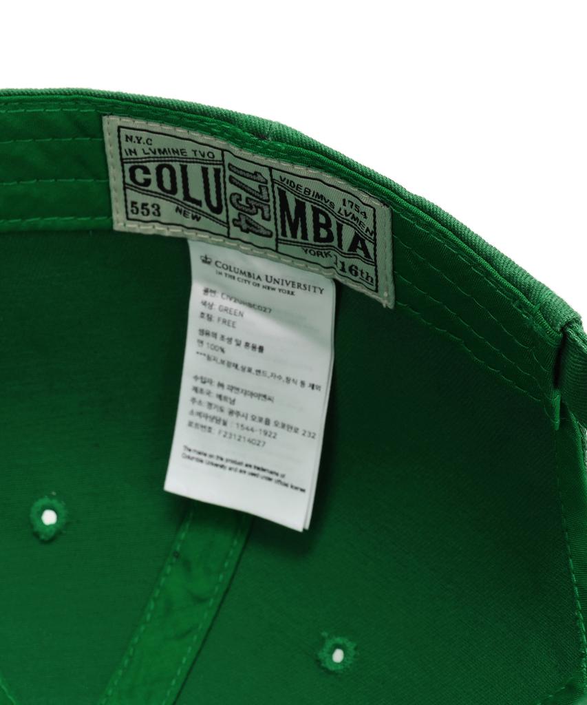 COLUMBIA UNIVERSITY Oversize Logo Cotton Ball Cap Green