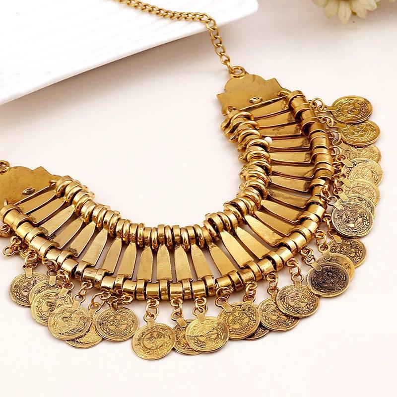 Vintage Design Coins Tassels Necklace Women Fashion Sweater Chain for Ladies Gifts Jewelry GZW