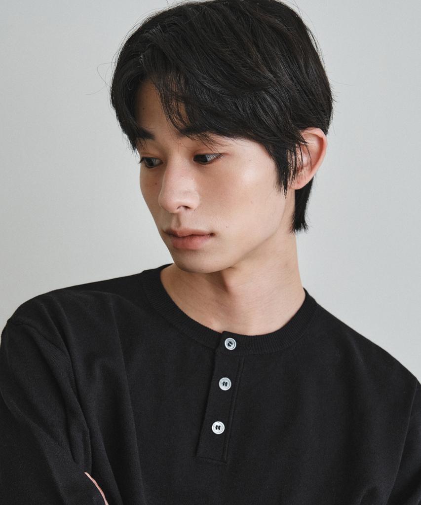 Wednesday Oasis Washable Minimalist Henley Neck Knit_Black(Wc26Kn21)
