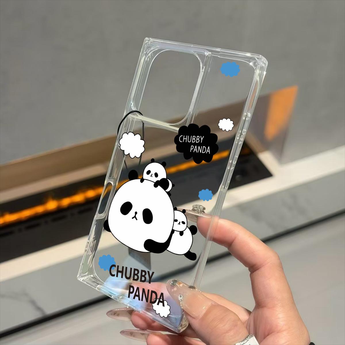 

Прозрачный квадратный чехол-трубка для защиты задней панели для iPhone 14 Pro Max 15 Plus 13 12 16 ProMax 11 с милым рисунком панды iphone 11 ProMax
