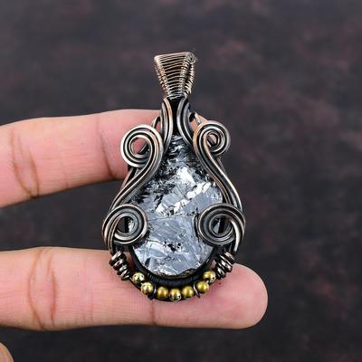 Schungit Rohanhänger Kupferdraht gewickelter Anhänger Schungit Schmuck Handgefertigt Original Edelsteinanhänger Designer Kupferschmuck Geschenk für Ihn