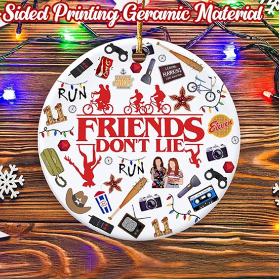 Friends Don't Lie Christmas Ornament Funny Acrylic Xmas Tree Hanging Decoration Holiday Gifts for Friends Family Fans Secret Santa Stocking Stuffer