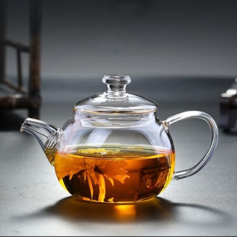 Household Transparent Borosilicate Glass Brewing Teapot Small Single Color Brewing Teapot with Filter Kung Fu Teapot