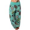 Women's High Waist Printed Harem Pants Loose Wide Leg Long Trousers Elastic Fold Waist Casual Bohemian Digital Print Baggy Pants