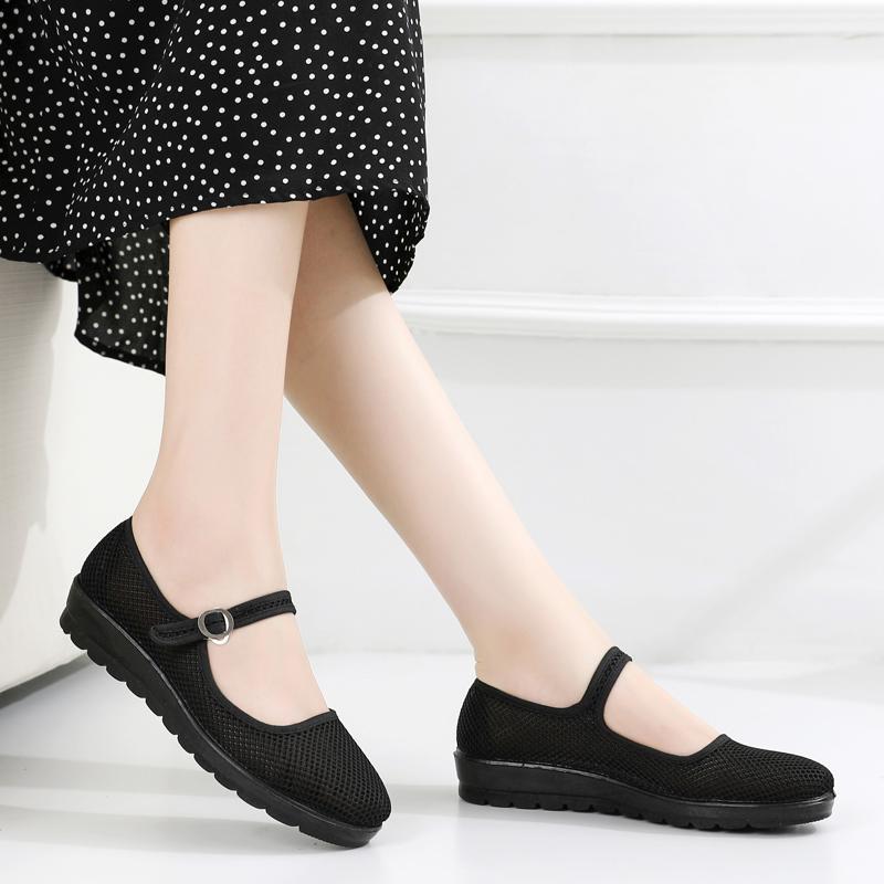 Große Damenschuhe, modisches Mesh, ausgehöhltes, atmungsaktives, weiches Sohlendesign, rutschfeste, lässige Schuhe mit flacher Sohle für Damen